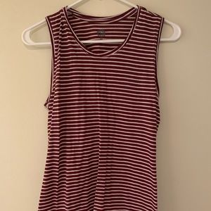 A burgundy striped tank top